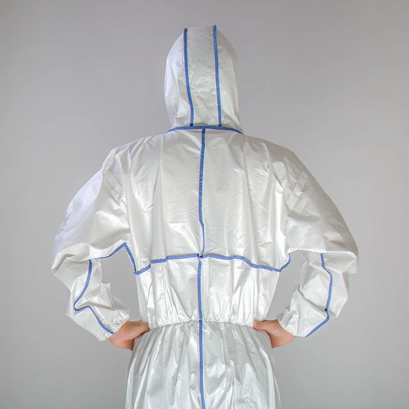 OEM / ODM non tissés jetables imperméable respirant microporeux de vêtements de protection complet du corps de sécurité Coverall avec capot