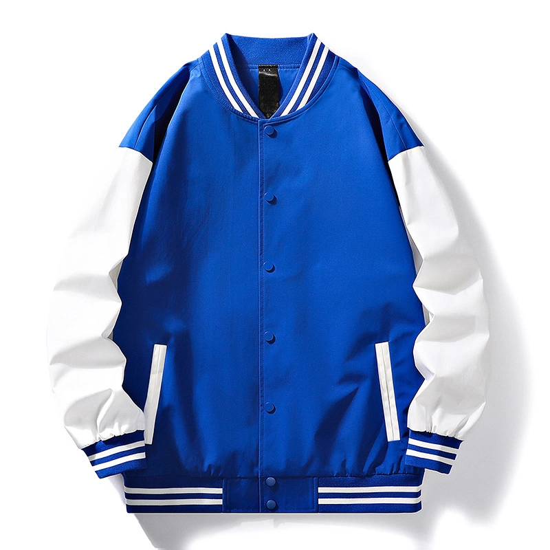 Design Your Own Print on Demand Unisex Sport Korean Baseball Men Oversized Varsity Jacket Blue