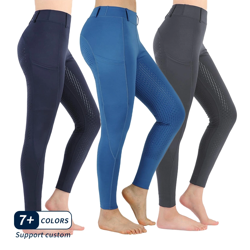 Women's Summer Low-MID Rise Waist Ventilated Bottom Silicon Grip Gym Workout Active Schooling with Pokcet Horse Riding Tights