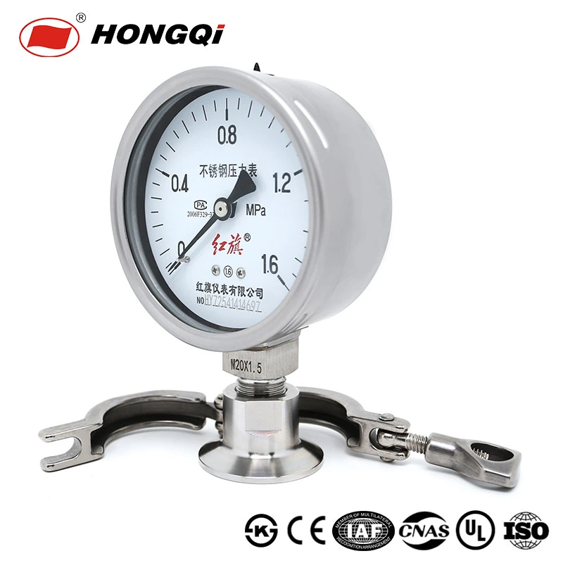 Dry or Oil-Filled Sanitary Clip Hoop with Diaphragm Pressure Corrosion Resistant Pressure Gauges