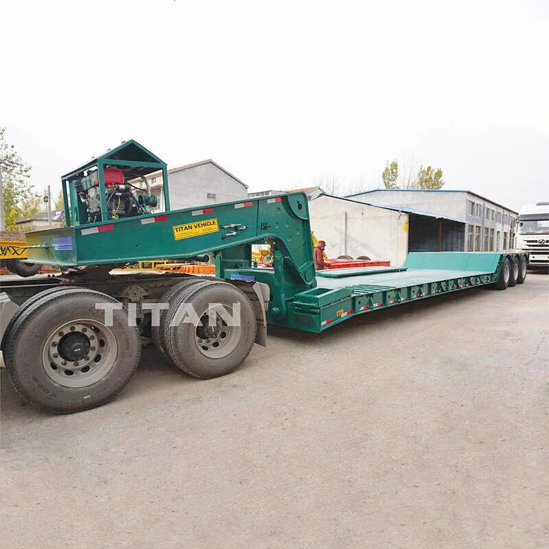 China New Semi Low Deck Gooseneck Trailer 3 Axles Detachable Gooseneck for Sale