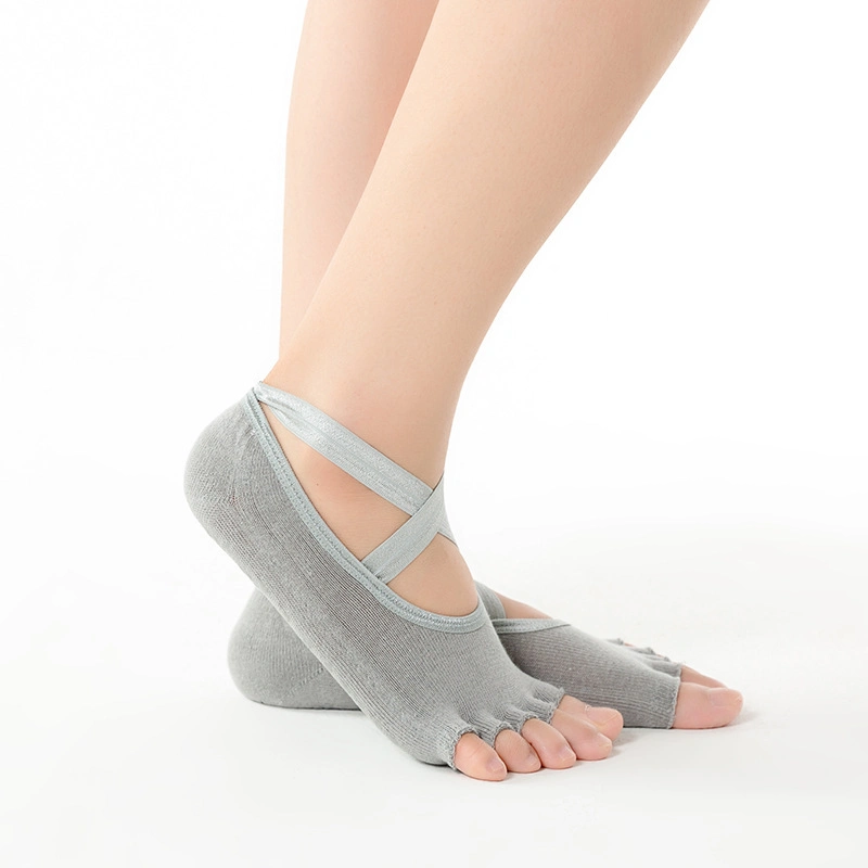 Großhandel Custom hohe Qualität Open Toe rutschfeste Yoga Socken mit PVC-Punkte