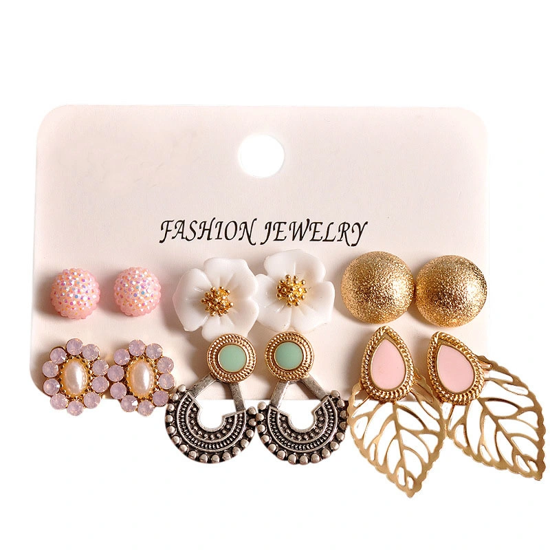 2021 New Style Beautiful Mix-and-Match 6 Pairs /Set Earrings Jewelry Christmas Gift