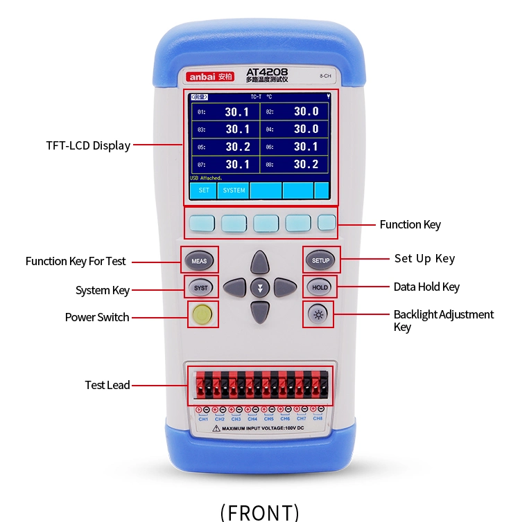 Temperature Probe Data Recorder Meter (AT4208)