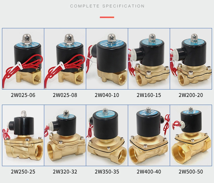 DN35 1 Inch 2W-350-35 Normally Closed Brass AC220V DC12V DC24V 2 Way Solenoid Ball Valve for Water Oils Air