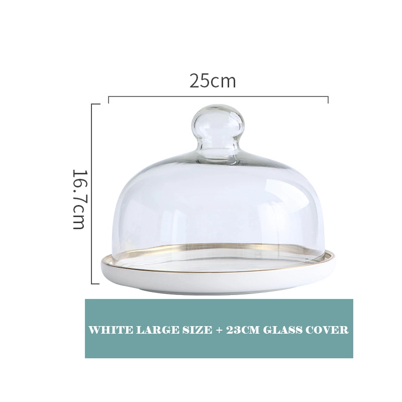 Kitchen Supply Food Cake Ceramics to Rotate Protector Round Glass Cover