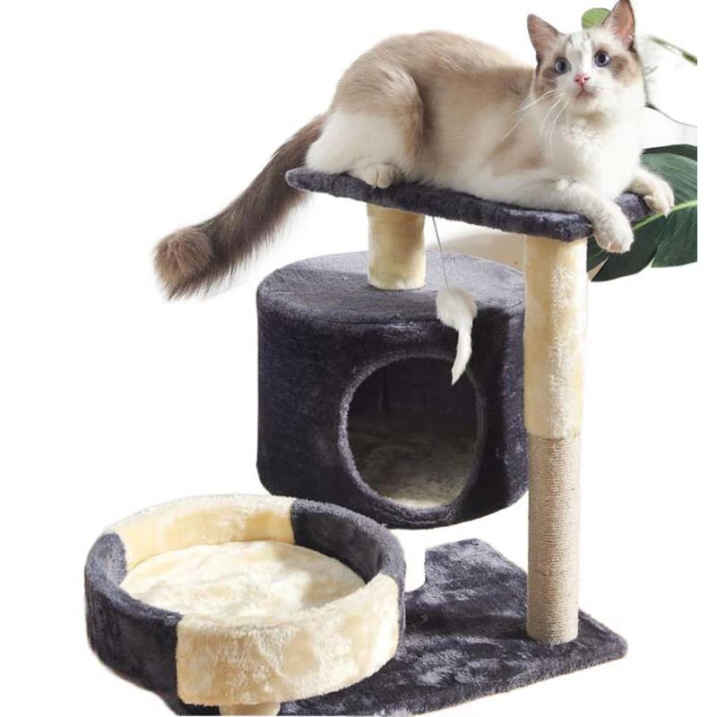 Factory Supply Natural Wood Multi-Level Cat Climbing Frame