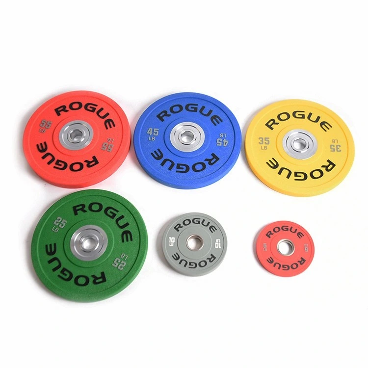 Adelgazar Ejercicio competitivo Barbell de caucho de color personalizado conjuntos de conjuntos de placas de paragolpes de peso