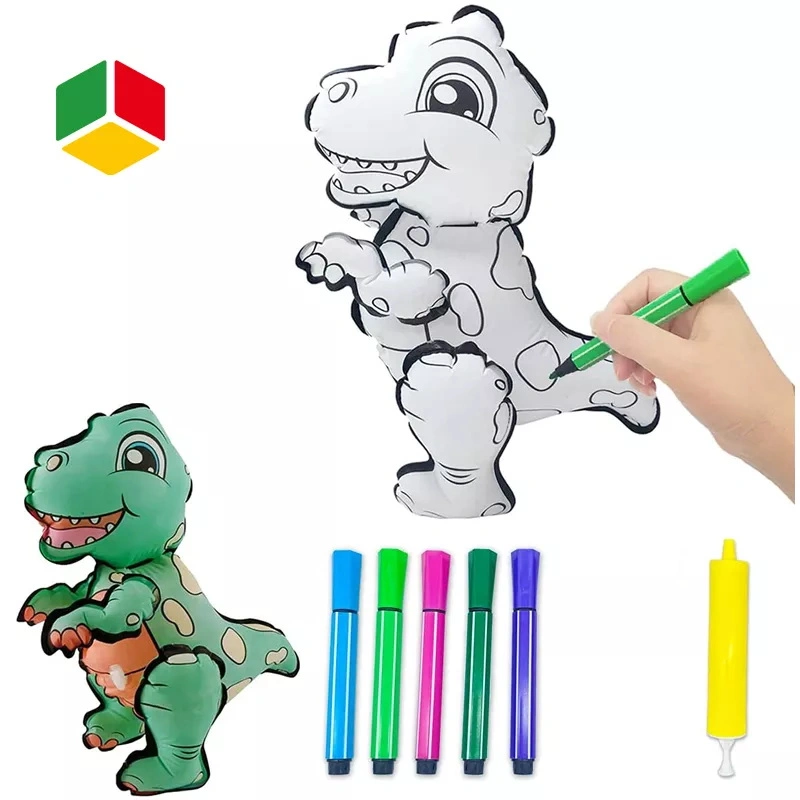Qstoys DIY Dino Kids Craft Arts Toys Set Inflatable Dinosaur Painting Kit Safe Dinosaur Animal Craft Paint Gift Toy for Kids