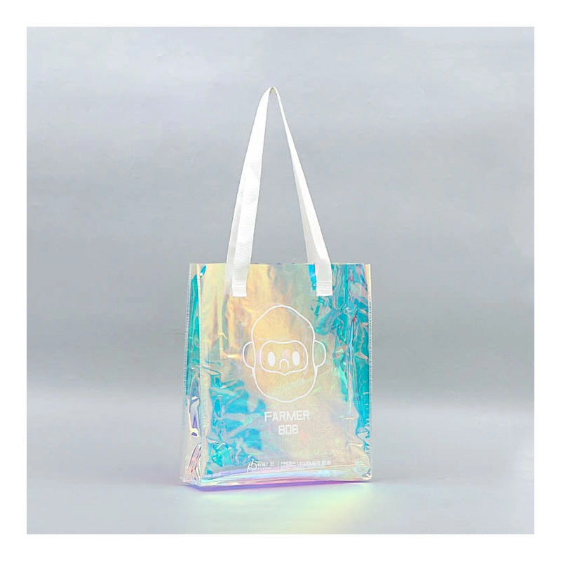 Exhibition Advertising Bag Transparent Holographic Hologram Shopping Bag with Logo