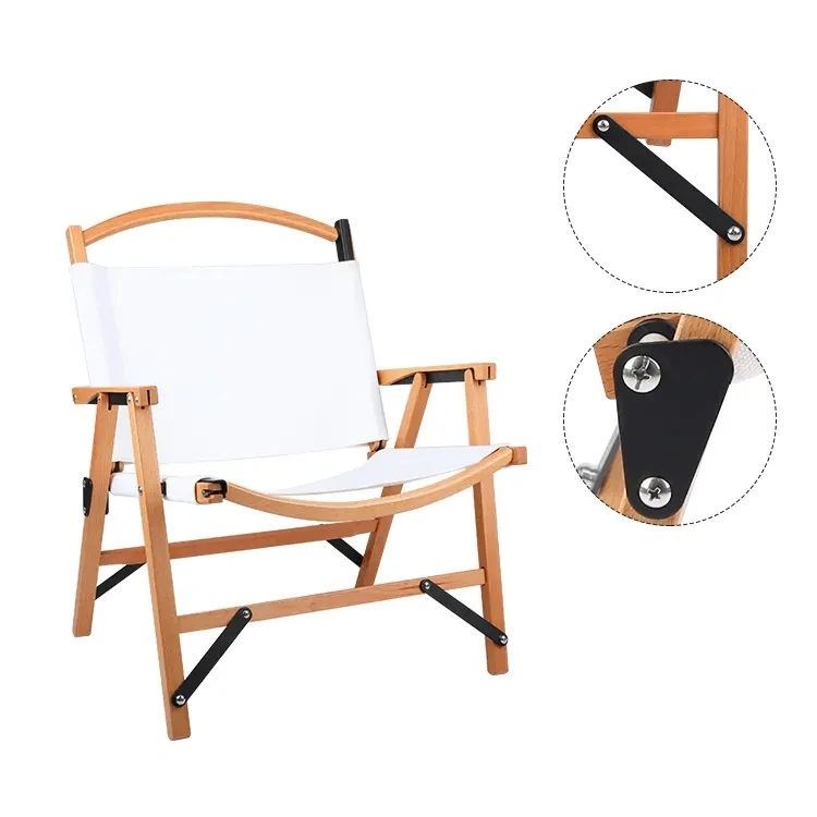 Amazon Hot Sell Outdoor Foldable Beech Chair White Natural Color Beech Wood Folding Kermit Chair