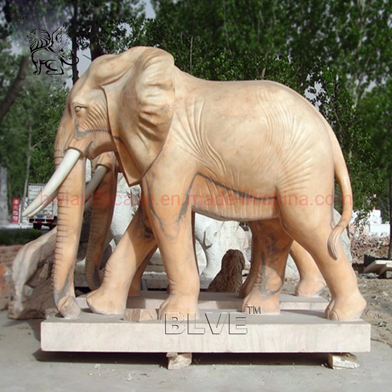 Entry Way Garden Hand Carved Stone Fengshui Animal Marble Elephant Statues Sculpture