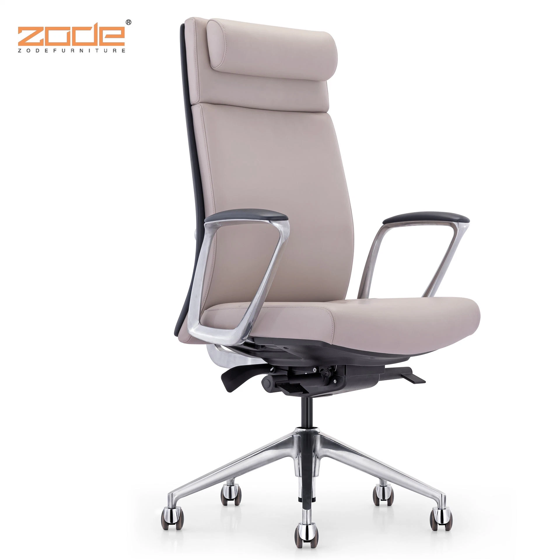 Chaise de bureau pivotante Zode Modern White Luxury en cuir