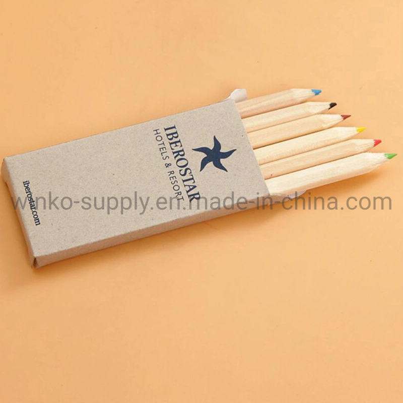 6 Assorted Color 3.5" Nature Wood Colored Pencil for Art Stationery