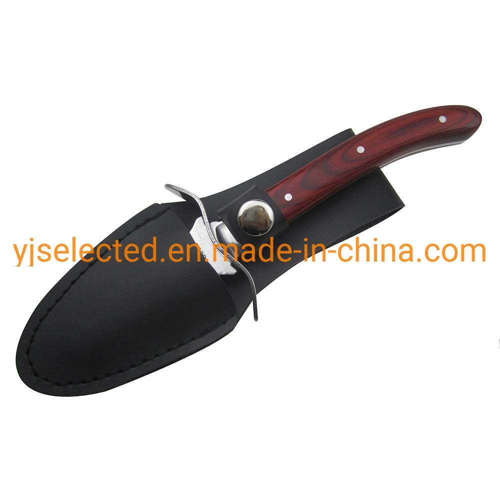 Premium Quality Pakka Wood-Handle Oyster Shucking Knife with Full Tang Blade and Bonus Sheath