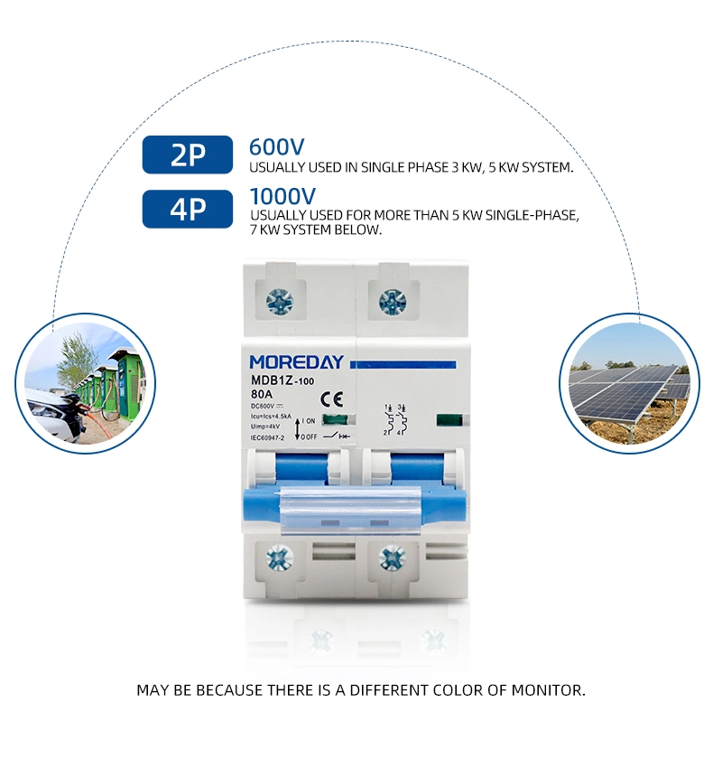 1P DC 80A 100A 125A Mdb1z-125 NC MCB 6kA 10kA 500V 600V disyuntor eléctrico OEM certificado CE