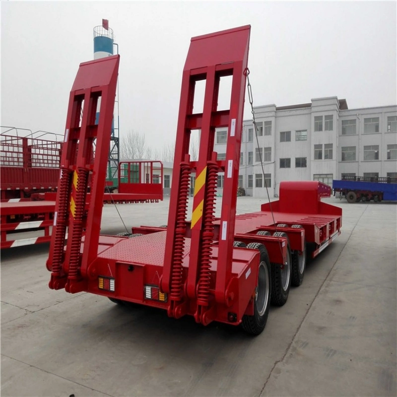 Transport Low Bed Trailer Low Loader 3 Axle 60/70/80 Tons Lowbed Truck Semi Trailer