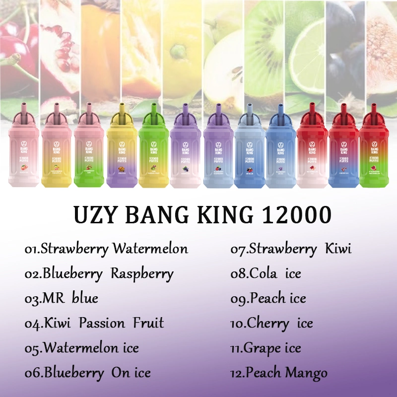 Prix de gros Uzy Bang King 12000 Cigarette électronique jetable Bang 12K Bouffées Batterie rechargeable 650mAh Capacité de l'atomiseur Dispositif de pods Uzy Bang King.