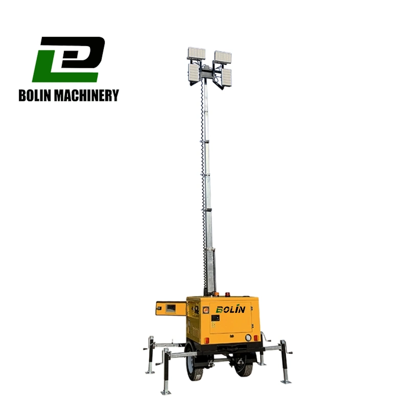Portable Mobile Generator Light Tower Trailer Lighting Vehicle with 4*500W LED Light