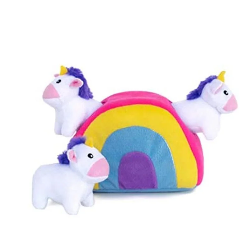 2022 New Design Manufacturer OEM & ODM Plush Pet Toys Interactive Squeaky Hide and Seek Plush Dog Toy Unicorns