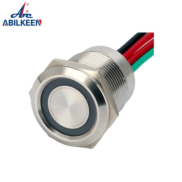 Red Green Ring Light Waterproof 19mm IP68 Electric 12V 24V Capacitive Metal Stainless Steel Touch Piezo Switch