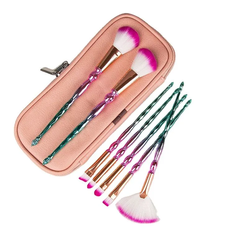 New Design Gradient Makeup Brush Tools Plastic Handle Foundation 7PCS