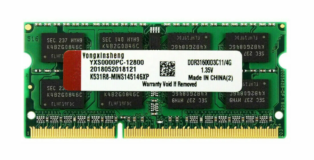 2GB 4GB 8GB RAM PC3l-12800 14900 Laptop So-DIMM DDR3l 1600 1866MHz Memory RAM 1.35V Non Ecc