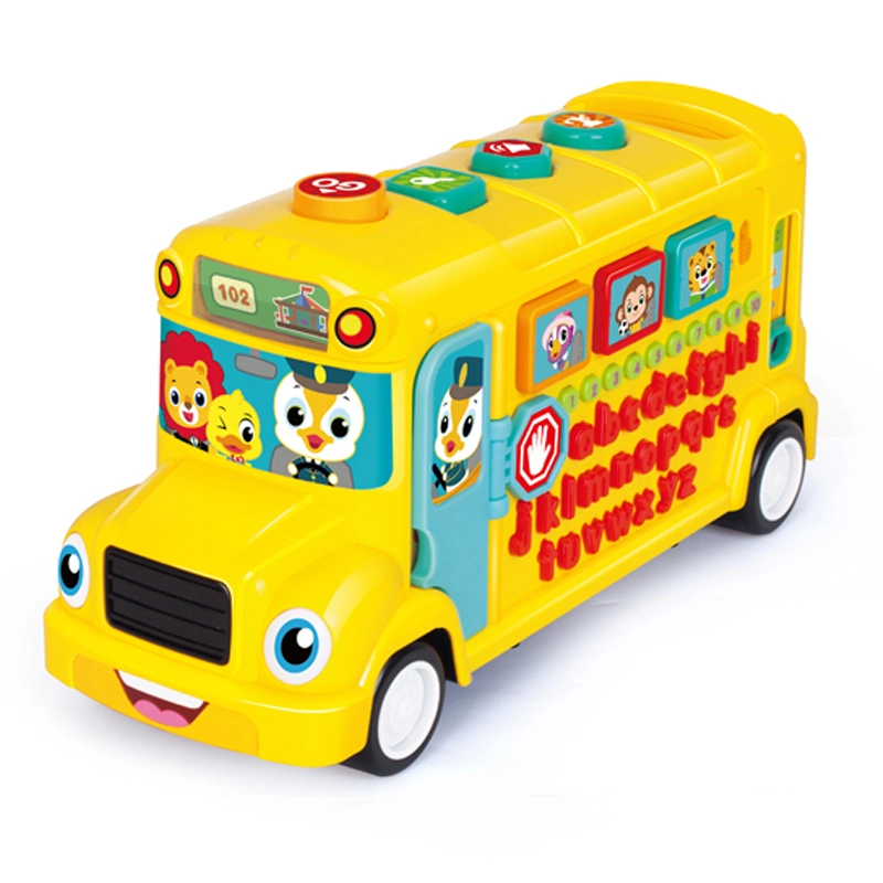 Baby Music Toy School Bus Learning Toys for Kids Learn Alphabet Number and Vocabulary Educational Light-up Musical Toy for Children Toys Car