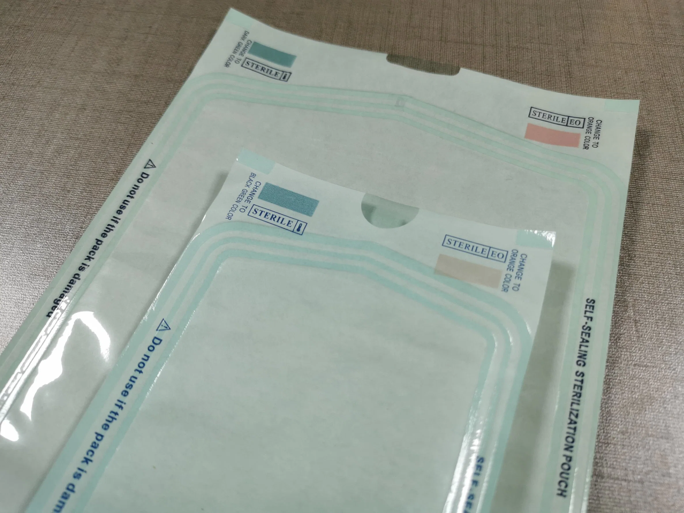 Bolsa de película complexa azul para esterilização por vapor/autoclave Eo com auto-vedação