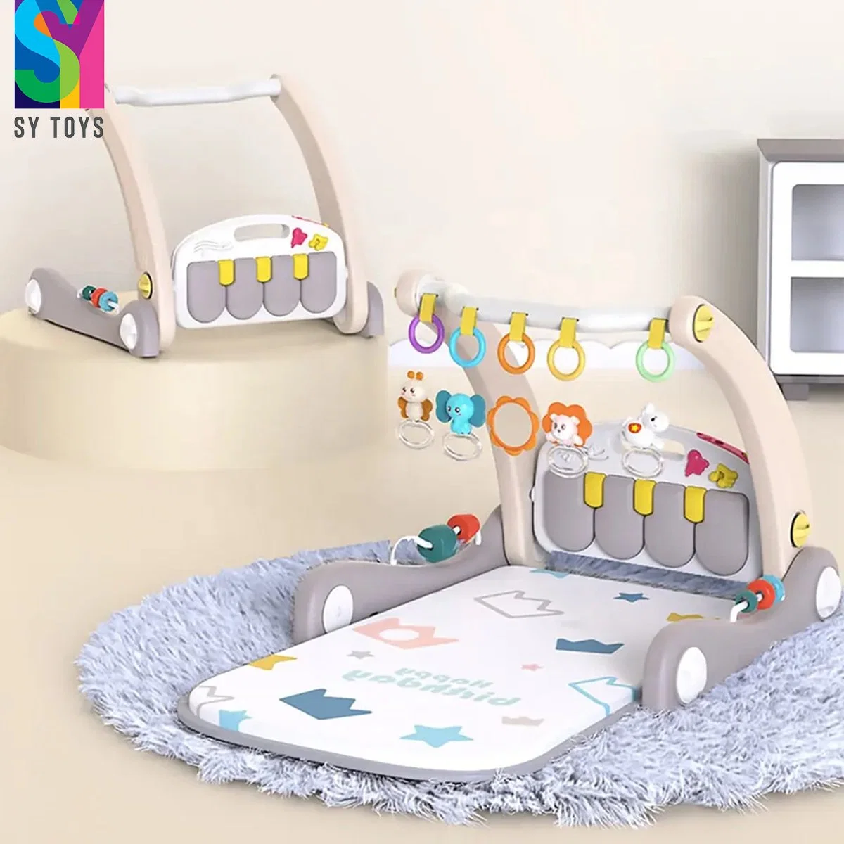 SY Toys 2 en 1 Baby Walker Tummy tiempo relleno Mat Baby Gym Juego Mats actividad para bebés Gimnasio juguete para Niño