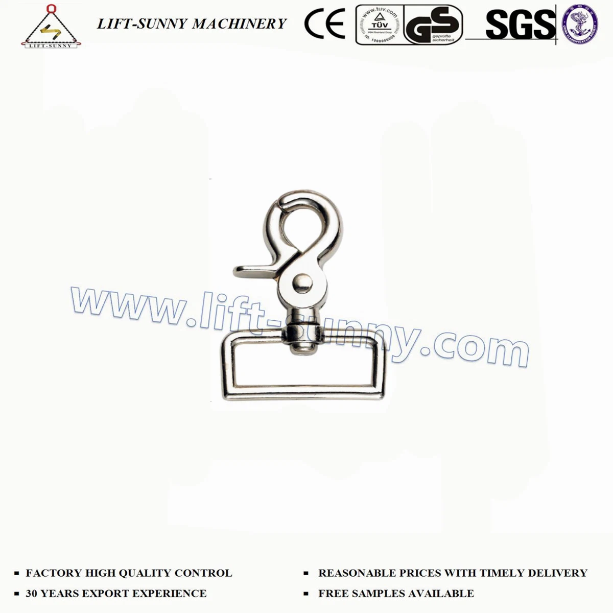 38mm * 75mm Square Head Zinc Die Cast Swivel Snap Hook