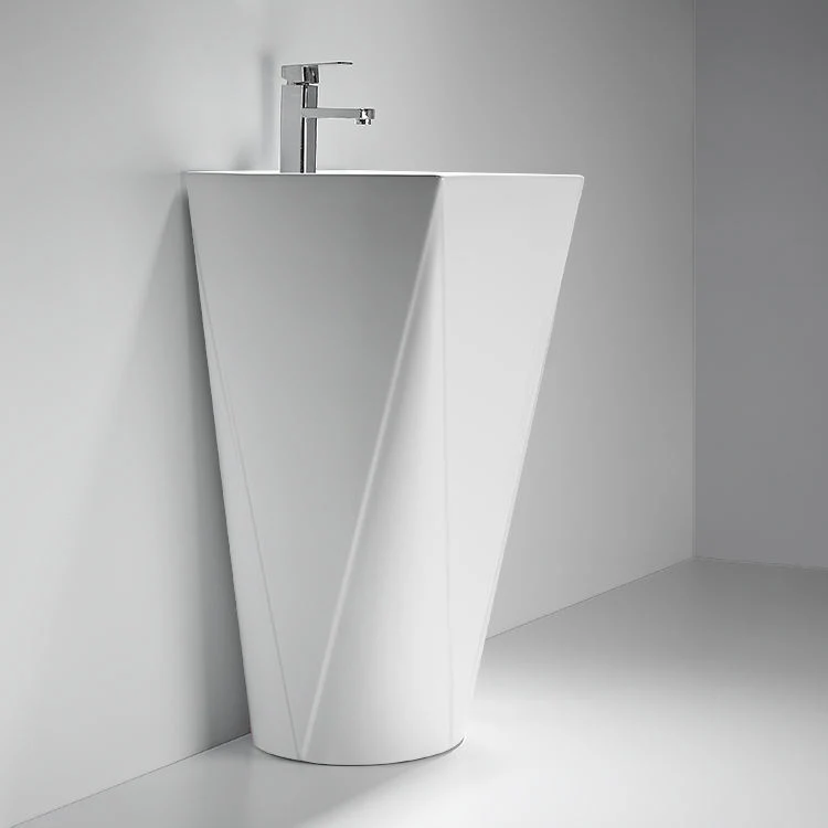 Floor Free-Standing White Glazed Bathroom Pedestal Washing Basin