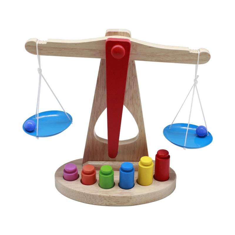 Small Wooden Balance Scale Toy for Kids Math Montessori Educational