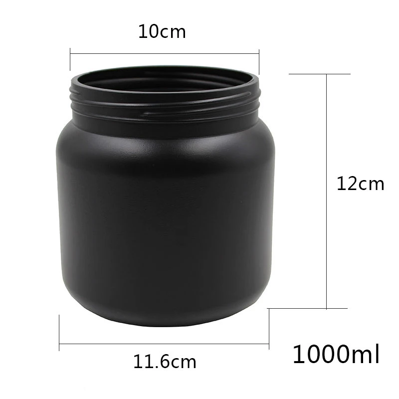 1 Liter 1000 ml Runde leere HDPE matt schwarze Hautpflege Verpackung Kosmetische Creme Kunststoff-Glas