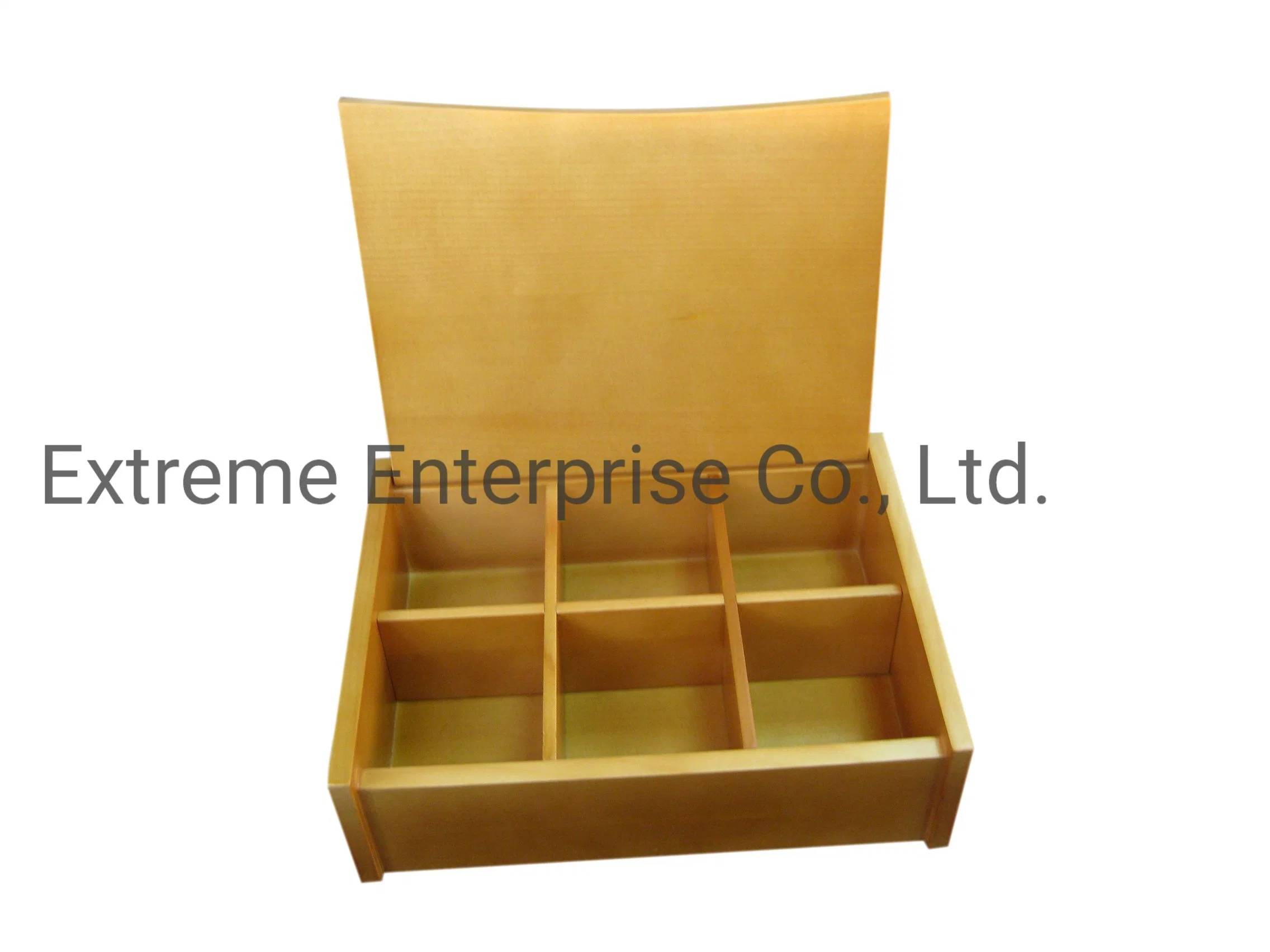 Light Brown Finished Wooden Tea Compartment Storage and Packing Box