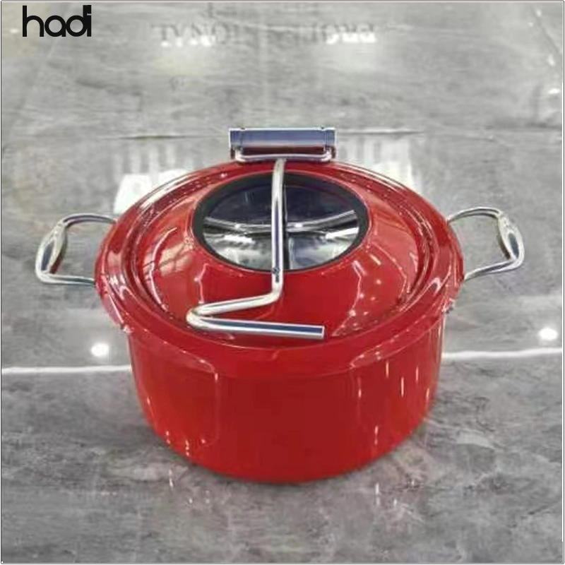 Hadi Catering Electric Induction Chafers Glass Lid 4 Liter Stove Hydraulic Round Yellow Color Elegant Buffet Chafing Dish Food Warmer Wholesale