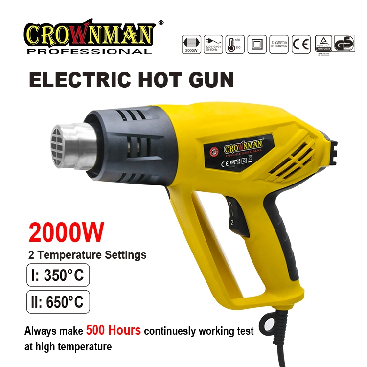 Crownman Hand Tools, Power Tools, 2000W Portable Electric Hot Air Gun with 220V/50-60Hz for Heating Screen Repair Computer Shrinking PVC Stripping Paint