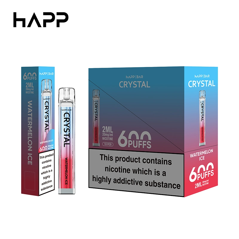 Happ Brand 10 sabores Pods desechables de cristal VAPE 20mg 600 Soplos