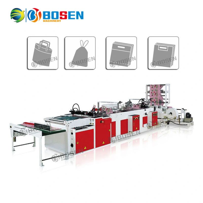 Automatic 2 Layers 4 Lines Carry Bag, T Shirt Bag Vest Bag, Bottom Hot Sealing and Cold Cutting Plastic Bag Making Machine Manufacturer in Sale Price China