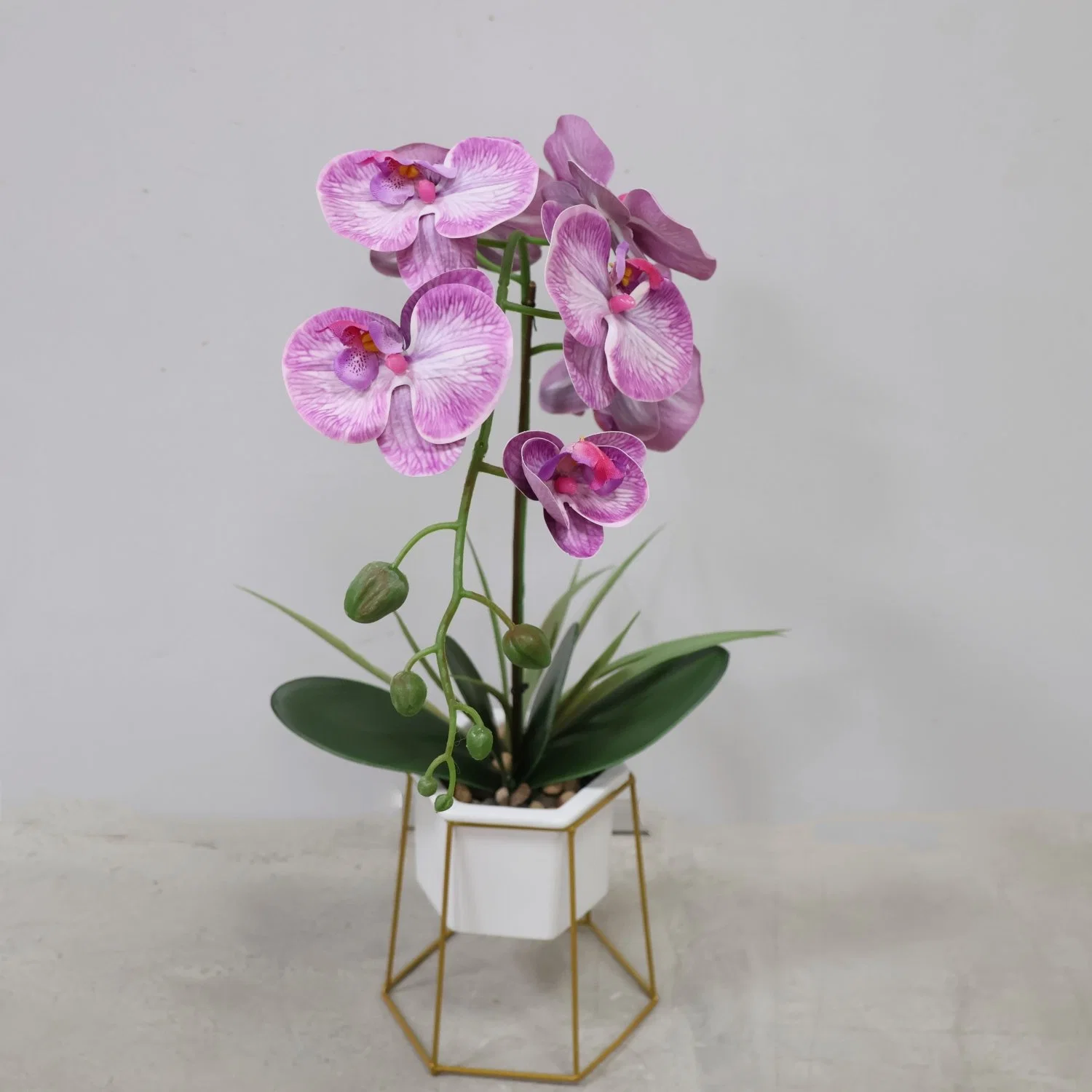 Plante d'orchidée en soie avec fleur rose artificielle pour mariage.