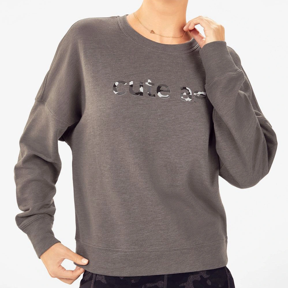 Impresión personalizada o Suéter de algodón bordado Sudadera Crewneck de gran tamaño para la Mujer