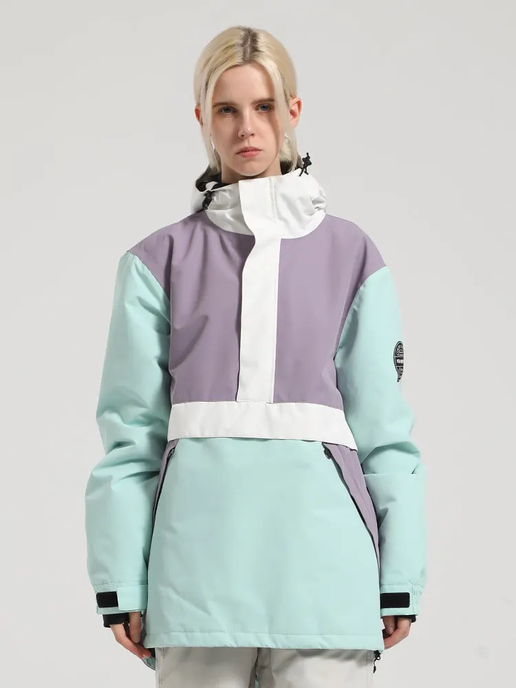 Hiworld Women's Waterproof Windproof Wearable Fashion Colorblock Pullover Ski Outdoor Jacket
