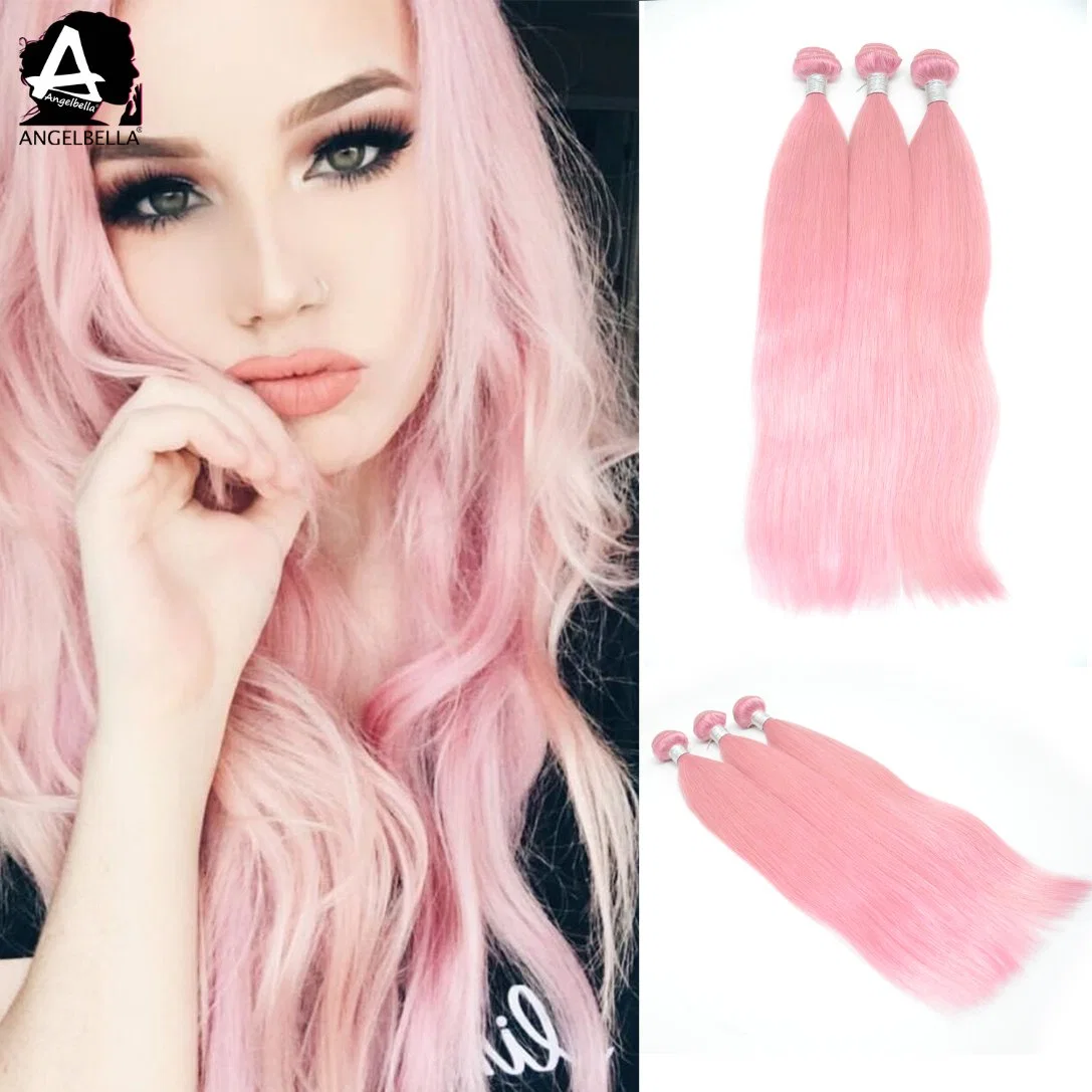 Angelbella Top Chinese Human Hair Weft Pink Color Remy Hair