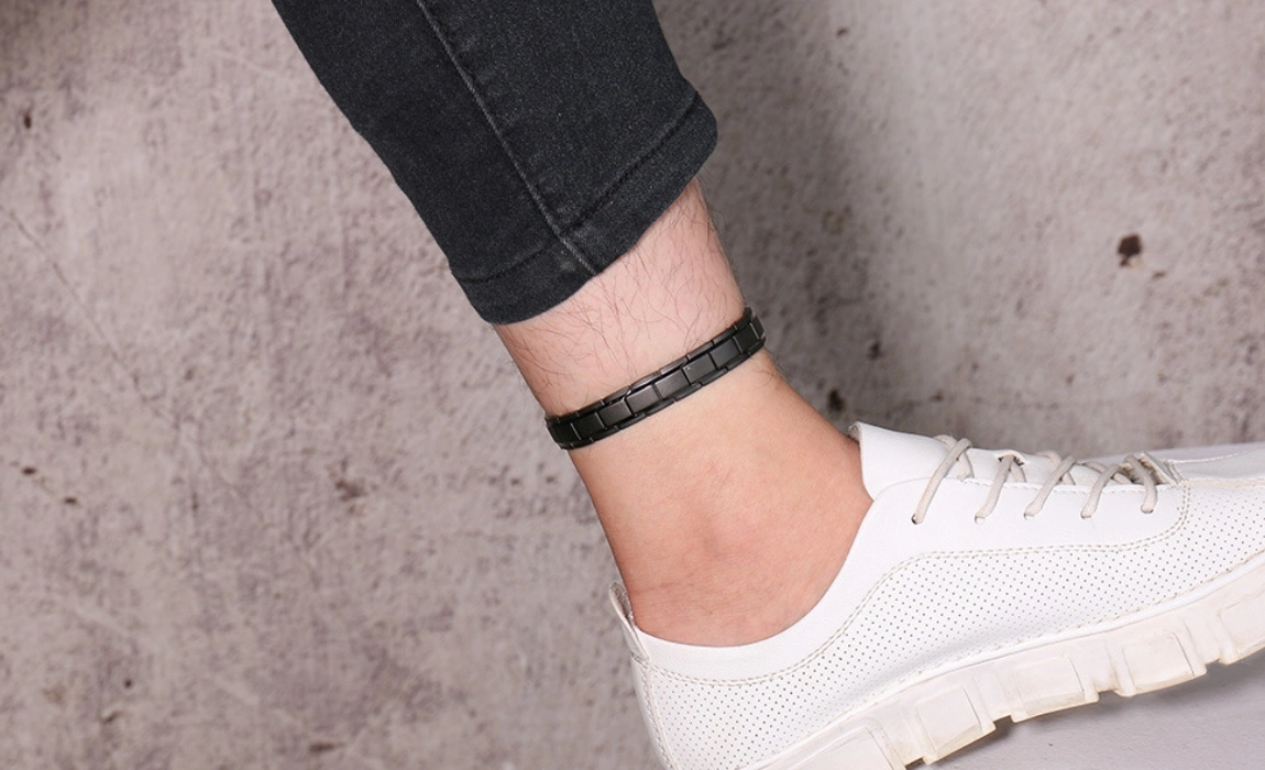 New Men&rsquor; S Black Anklet and Bracelet, Stainless Steel Magnetic Anklet Bracelet Wholesale/Supplier