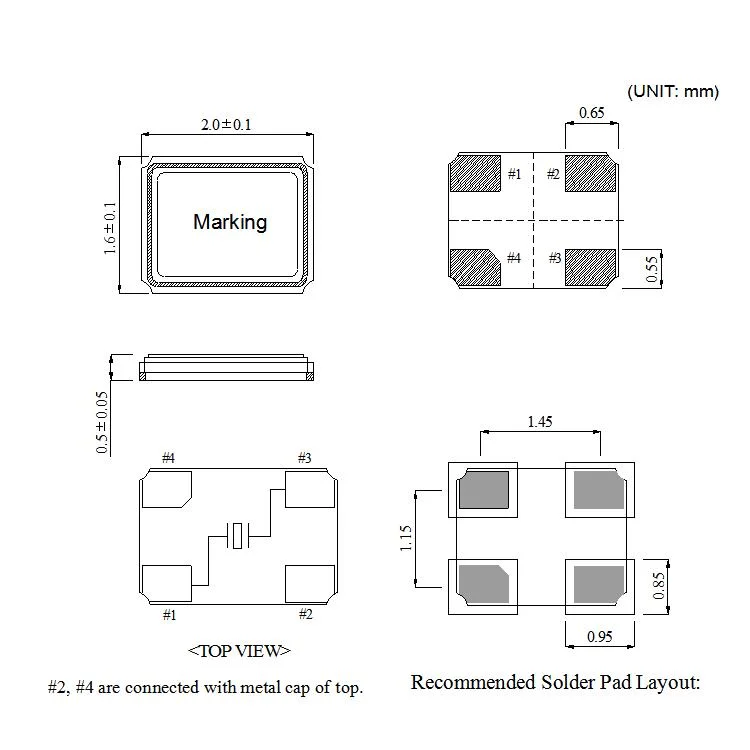 Sun Chip 2.0*1,6 mm para montaje en superficie SMD2016 16MHz 10PF 10ppm Xtal en corte de cerámica fundamental de la soldadura de costura de la unidad de resonancia de Cristal oscilador de cuarzo