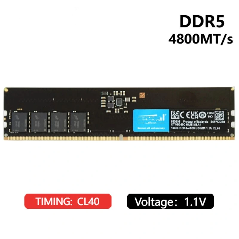 100% أصلية. ذاكرة RAM PC5 DDR5 سعة 16 جيجابايت و4800ميجاهرتز UDIMM Cl40 1.1 فولت وحدة ذاكرة سطح المكتب دعم اللوحة الأم