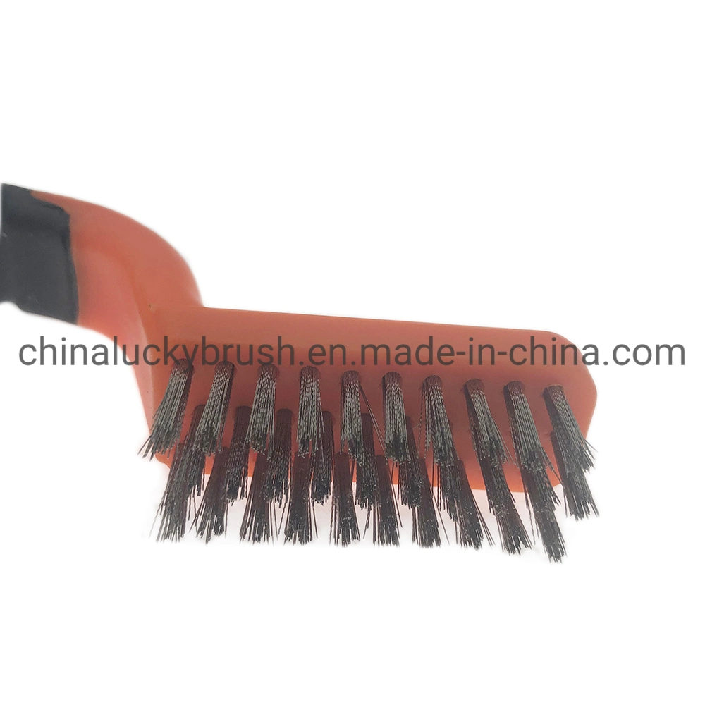 Fils en acier inoxydable Grill Brosse de nettoyage de l'outil de dépose de la rouille de la poignée de la brosse (YY-1035)