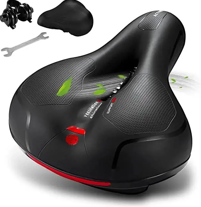 Comfortable Bike Seat Cushion Waterproof Bicycle Seat with Dual Shock Absorbing Ball Memory Foam Wide Bicycle Saddle