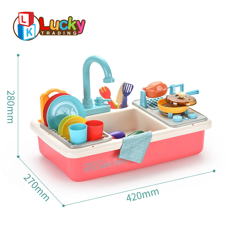 Plastic Dishes and Sink Toy Dish-Washing Toy Food Pretend Gift