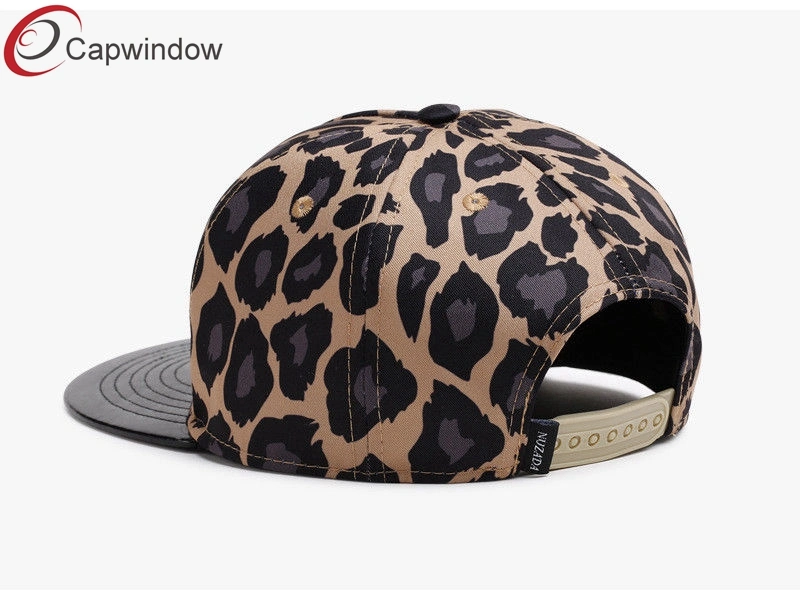 Panel 5 Sombrero Snapback/tapa con el grano de leopardo cuero PU